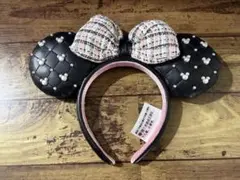 ディズニー　ミッキー　ツイード　パール　キルティング　カチューシャ　ミニー