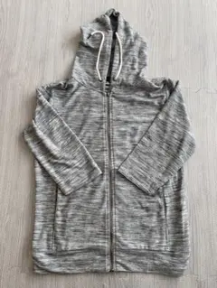 メンズ用無地グレー色七分袖トレーナー　フード付きパーカー　Mサイズ