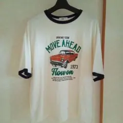 WEGO リンガーTシャツ ホワイト×ネイビー