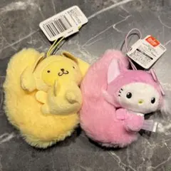 サンリオ　平成レトロふわふわしっぽマスコット ハローキティ　ポムポムプリン