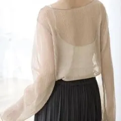 シースルー ベージュ 長袖 トップス