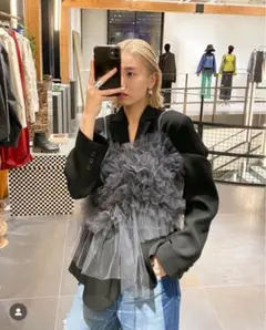 chika kisada グレー チュールトップス