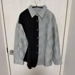 【新品未使用品】　バイカラー 長袖シャツ パッチワークデザインのサムネイル