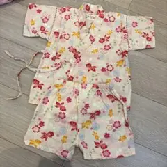 金魚と花柄 甚平 90cm