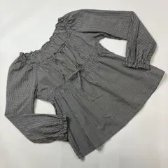 ピンクハウス 黒×白ギンガムチェック プルオーバーブラウスのサムネイル