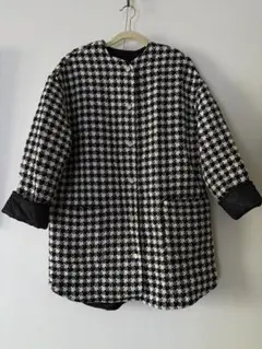 ZARA 千鳥格子 ノーカラージャケット キルティング