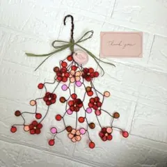 壁飾り 梅 桜 ワイヤーアート 花 桃の花 針金 ピンク 赤