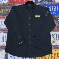 LANDMARK FUSION 2006 企業ロゴ 刺繍 ワークシャツ 黒 XL