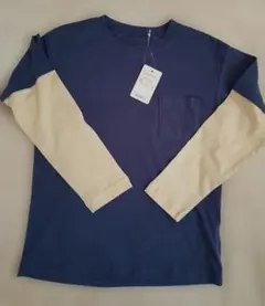 長袖カットソー ネイビー×クリーム 130cm