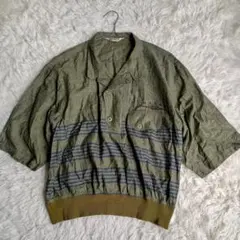 【ヴィンテージ】80s 70s オーロラ グランパコア　リネン　ライク　ブルゾン