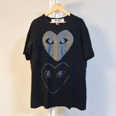 PLAY COMME des GARCONS ダブルハート ブラック TシャツLのサムネイル