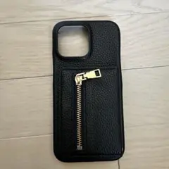 ブラックレザー iPhone14Pro max用財布ケース