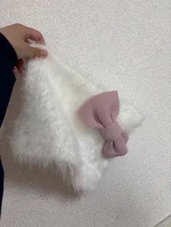 ユニバ　Hello Kitty ファー帽子 ホワイト