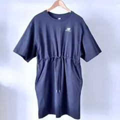 New Balance 半袖Tシャツワンピース ひざ丈 ネイビー WD11501のサムネイル