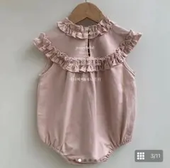 【新品未使用】フリルロンパース ピンク 73cm 韓国子供服