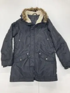 ミリタリーコート黒 ファー付きフード