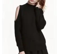 H&M エイチアンドエム　黒 オフショルダー ニット セーター 長袖