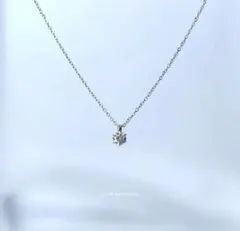 サージカルステンレス　一粒ダイヤ＊CZネックレス