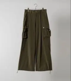 Soerte カーゴパンツ オリーブ カーキ サイドポケット ナイロン