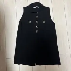 ZARA タンクトップ ニット ノースリーブ 黒ニット 襟付き カジュアル