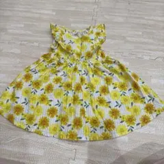 ひまわり柄 ノースリーブワンピース 100cm