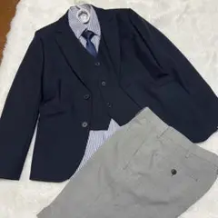 【美品】ワンダーファクトリー スーツ 5点セット　ベスト　卒服　黒　160cm