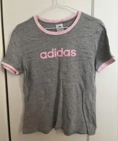 adidas グレー ピンク リンガーTシャツのサムネイル