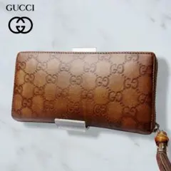 59 美品 GUCCI 長財布 バンブー シマ ラウンドファスナー x1