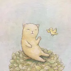 自作絵画 くものおさかな 猫とネズミの絵 アクリル画 手描き絵画