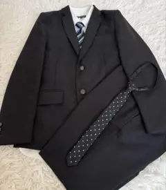 アリサナ 男の子 フォーマルスーツ 160 卒業式 黒 ストライプ　小物付き