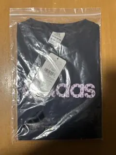 【新品タグ付】アディダス Tシャツ L 濃紺 ピンク ロゴ 総柄 スポーツ