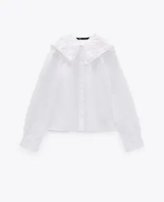 ZARA 刺繍入りポプリンシャツ　ホワイト