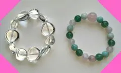 ハート水晶と天然石のブレスレット