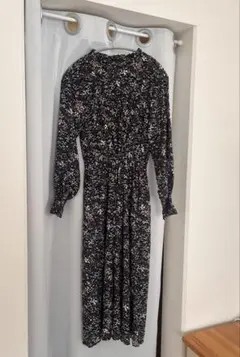 古着 花柄長袖シャツワンピース
