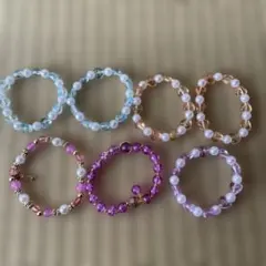 子供用ブレスレット　カラフルビーズブレスレットセット　7個