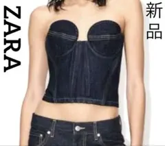 新品　ステッチ切り替えデニムチューブトップ　レディース