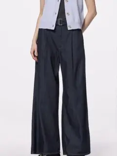 GU ライトデニム　ベルデットワイドパンツ　Ｌサイズ 221-356421