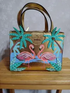 ケイトスペード フラミンゴデザイン ゴールドショルダーバッグ