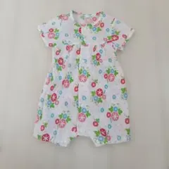 ベビー甚平 花柄 70 朝顔　コットン100%