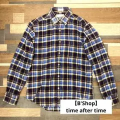 美品【B'Shop】タイムアフタータイム フランネル チェックシャツ 日本製