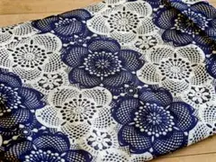 【美品】撫松庵 婦人 浴衣 ブラック/白 花柄 洗える ゆかた　⑧のサムネイル