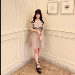 evelyn オフショルリボンOP