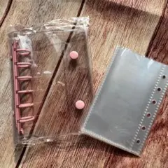 A7 シール帳 クリアバインダー ピンク リフィル付き 透明 六穴 手帳 新品