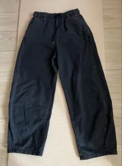 GU ジーユー デニムスウェットバレルレッグパンツ ダークグレー M