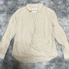 美品 リフレクト Reflect コットンリネン カシュクールシャツ ストライプのサムネイル