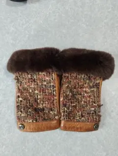 アナスイ　ファー　レザー手袋　フィンガーレス