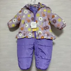ジャンプスーツ ベビー キッズ 女の子 花柄 撥水加工 綿入りフード付き80cm