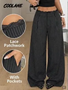 SHEIN Coolane 女性用ブラックウーブンコミューターパンツ