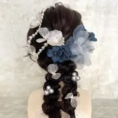 15 髪飾り 成人式 振袖 卒業式 袴 パール ネイビー シルバー