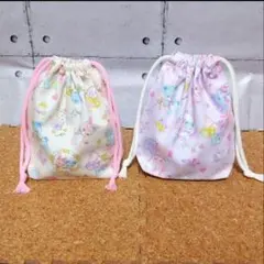 うさぎ&くま柄 巾着袋２枚セット ハンドメイド